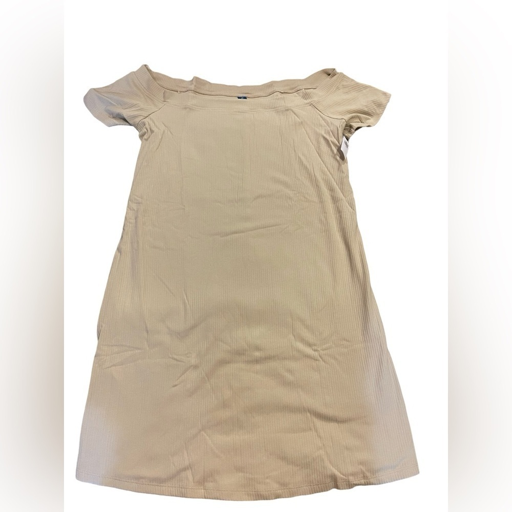 NWT Old Navy Off Shoulder Ribbed Mini Dress Tan/Beige Size 2X